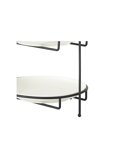 Mudo Home Gurme İki Katlı Sunum 22cm - Siyah Çok Renkli
