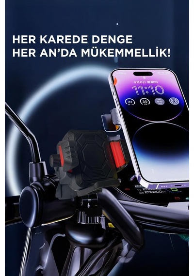 Torima Jx-063 Siyah Plastik Motosiklet Sabitleyici 360 Döner Telefon Tutucu Siyah