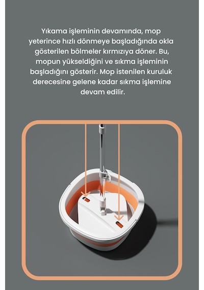 Vlora Akıllı Katlanır Kovalı Kolay Saklanabilir Temizlik Seti Mop Paspas