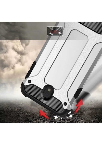 Noktaks - Galaxy J5 Pro Uyumlu - Kılıf Çift Katman Zırh Tank Crash Military Kapak - Gri Gri