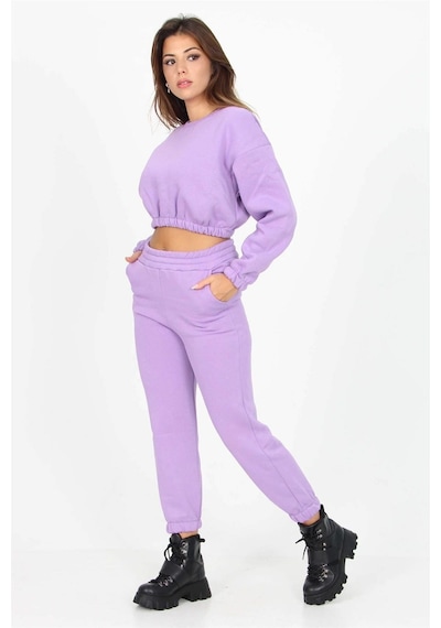 Neşeli Butik Dipmoda Kadın Bisiklet Yaka Yeni Sezon Eşofman Takımı Tb001 Lila