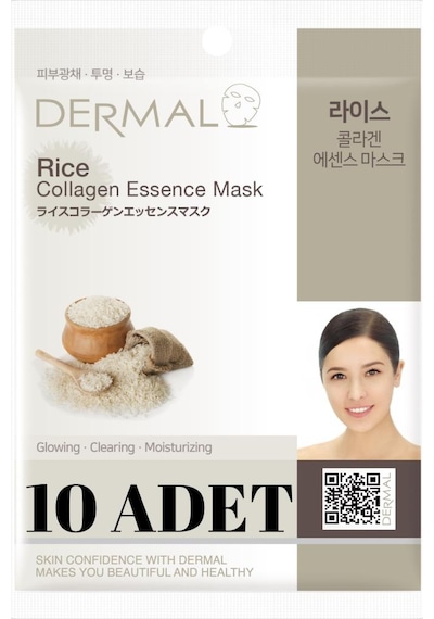 Dermal 10'lu Pirinç Maskesı  Nemlendirici Ve Ton Eşitleyici Kollajen Maske