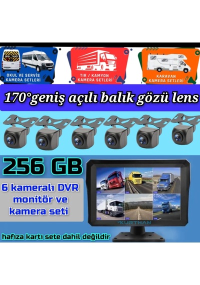10'' Hybrid Dvr Monitör Ve 6 Adet 170'' Balık Gözü Lens Kamera
