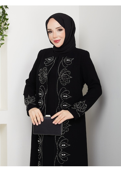 Eslemnur Lalezar Elbise Büyük Beden Anne Elbisesi Siyah