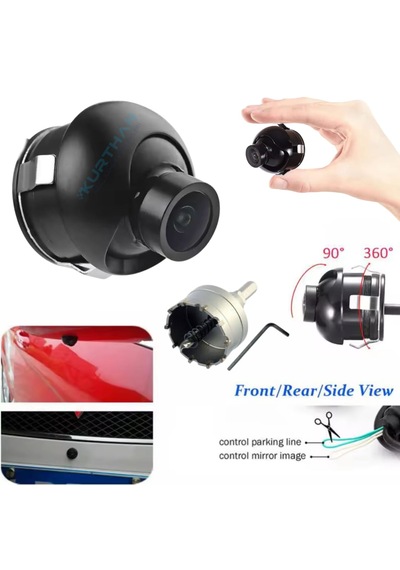 Kablosuz 7 İnç Monitör 19 Mm Ultra Mini Araç Görüş Kamerası 12 V Kayıt Yapmaz