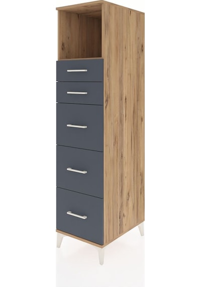 Kronos Dolap Tek Raflı 5 Çekmeceli 44x59x182 Çam-antrasit Atlas Çam