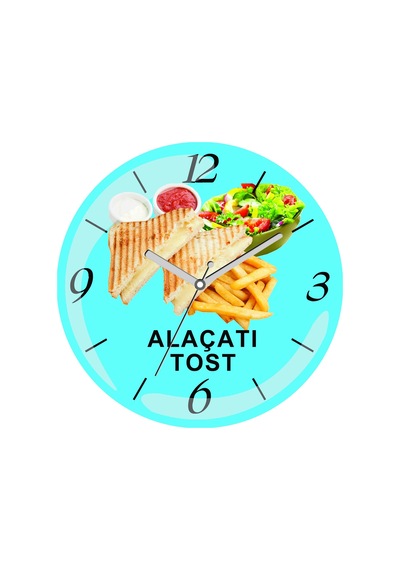 Kişiye Firmaya Özel Tost Patates Büfe Çap 30cm Sessiz Akar Bombeli Gerçek Cam Duvar Saati Çok Renkli