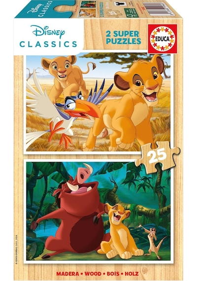 Educa 2x25 Parça Aslan Kral Kız Çocuk Ahşap Puzzle 3-5 Yaş 1 Adet