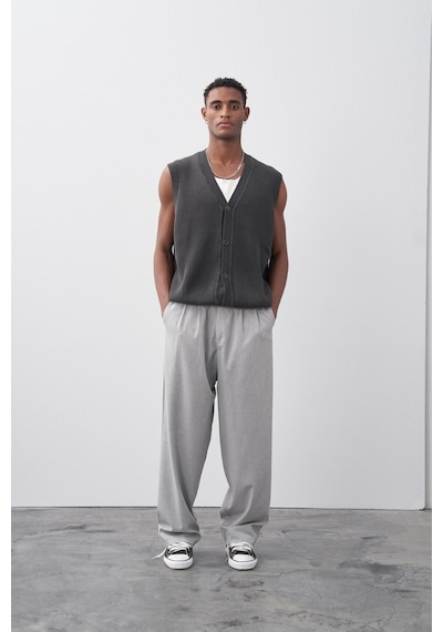 Vamos Baggy Fit Kumaş Pantolon 30-795-1 Açık Gri