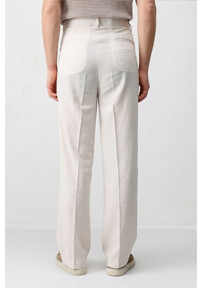 Antioch Keten Karışımlı Erkek Baggy Pantolon Taş