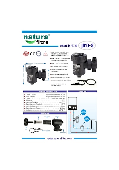 Natura Filtre Pro-S 3/4'' Manyetik Çamur ve Tortu Tutucu Filtre