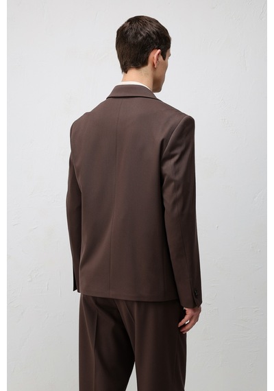 Antioch Relax Fit Kruvaze Erkek Blazer Ceket Koyu Kahve