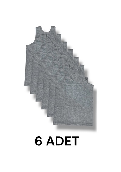 Askılı Erkek Atlet Pamuklu 6'lı Paket Gri