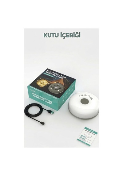 Kamptek Şarj Edilebilir Kamp Lambası - 10 Metre Peri Led Işıklı, 2000mah, 8 Modlu Taşınabilir Kamp Aydınlatması Beyaz