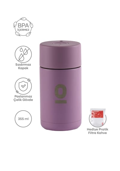 Frank Green Lila Düğme Kapaklı Mini Termos 355 ML No:123