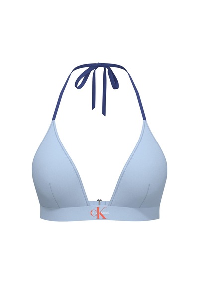 Calvin Klein Kadın Mavi Logo Detaylı Üçgen Bikini Üstü-13551 Mavi