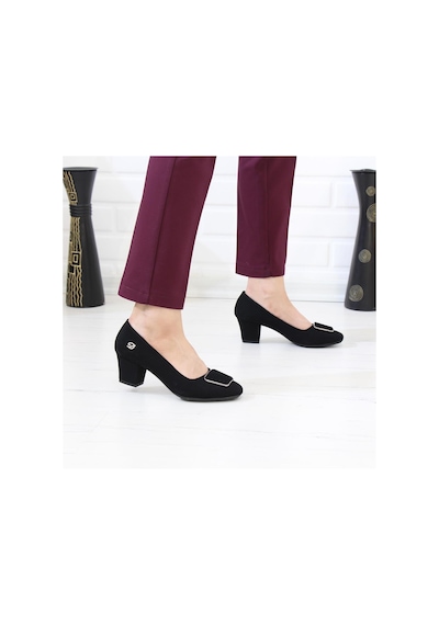 Nesil Shoes Desca 220 Siyah Süet Topuklu Günlük Kadın Ayakkabı-siyah Süet Siyah