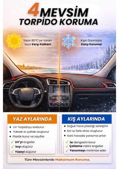 Mazda 3 2009-2013 Torpido Örtüsü Panel Halısı Koruma Torpido Koruma Araca Özel Kaymaz Kolay Montaj - 876 Stiloto