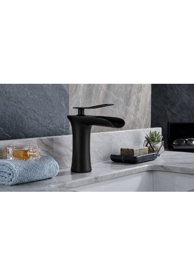 Edge Kısa Lavabo Bataryası Mat Sıyah Siyah