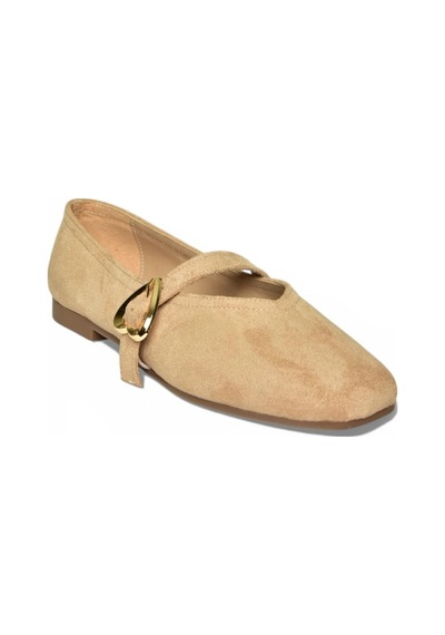 Fox Shoes Y726632602 Ten Süet Kalp Toka Detaylı Kadın Babet Ten