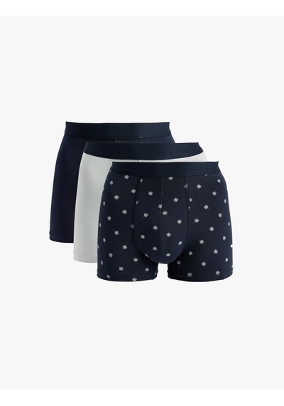 Koton Pamuklu Desenli 3'lü Boxer Seti Mavi Desenli 6slm90017mk