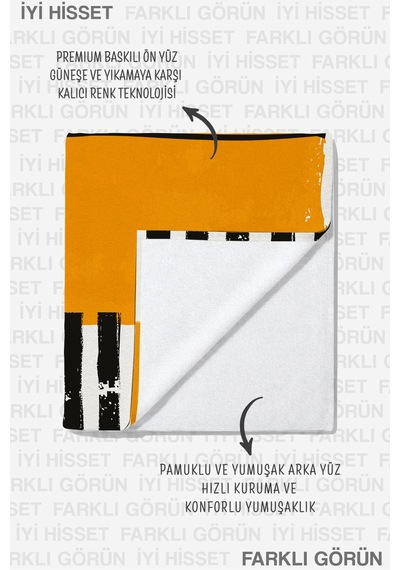 Çizgili Sarı Siyah Plaj Havlusu - Minimalist Geometrik Beyaz Havuz Deniz Banyo Sahil Örtüsü Çok Renkli