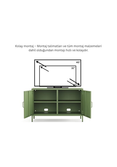 Pera Tv Ünitesi, Tv Dolabı,2 Kapaklı Dolap 100,50 X 40 X 64,50 Cm - 9 Renk Seçeneği Bulunmaktadır Ral 6011 Yeşil Pera Tv Ünitesi, Tv Dolabı,2 Kapaklı Dolap 100,50 X 40 X 64,50 Cm - 9 Renk Seçeneği Bulunmaktadır Ral 6011 Yeşil