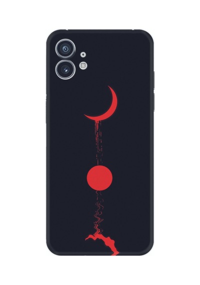 Nothing Phone 2 Kılıf Silikon Desen Özel Seri Red Moon 1710