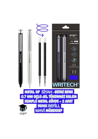 0.7 Mm Uçlu Jel Tükenmez Kalem Komple Metal Gövde Set Writech Diğer