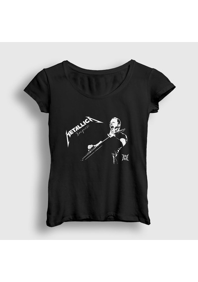 Presmono Kadın Jaymz Metallica T-shirt Siyah