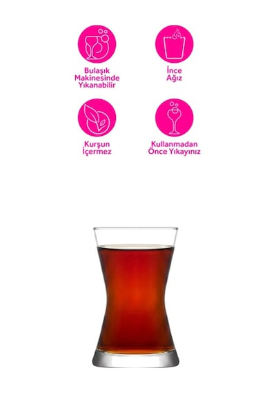Lav Derin Cam Çay Bardağı 6 Kişilik 140 ml
