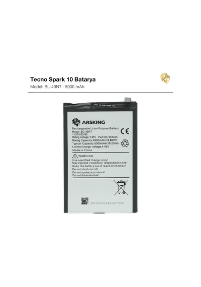 Tecno Spark 10 Uyumlu Güçlendirilmiş Batarya Bl-49nt 5000 Mah Pil Telefon Bataryası Battery