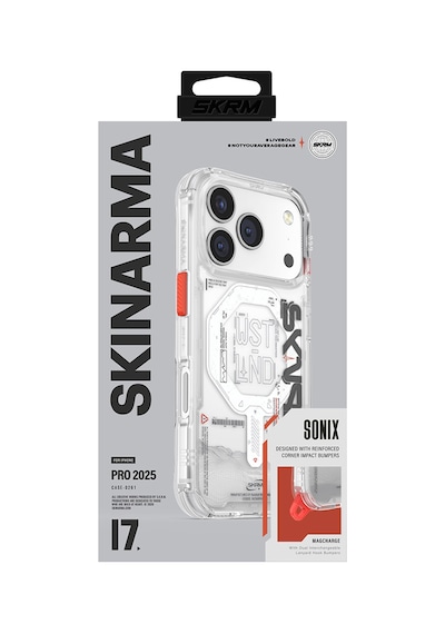 Apple Uyumlu iPhone 17 Pro Max Kılıf M-safe Yazı Desenli Airbag Tasarımlı Skinarma Sonix Kapak Şeffaf Şeffaf