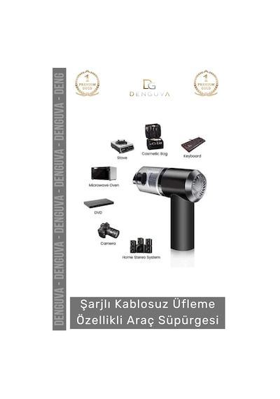 Araçsüpürgesi Güçlü Emiş Performanslı Usb Şarjlı Lityum Bataryalı Katlanabilir Akülü Araç Süpürgesi