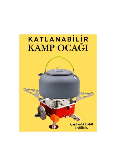 Portatif Kamp Ocağı - Tek Gözlü Manyetolu Piknik Ocağı - Kartuşlu Mini Ocak - Kırmızı Kırmızı
