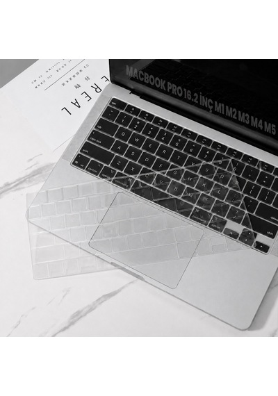 Macbook Pro 16.2 İnç M1 M2 M3 M4 M5 A2485 A2991 A2780 Uyumlu Şeffaf Türkçe Q Klavye Koruyucu Silikon Diğer