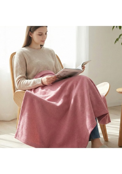 Prime Sleeks Kalın Dokulu Yün Tv Battaniyesi 120x150 Cm Koltuk Şalı Diz Örtüsü - Pembe Pembe