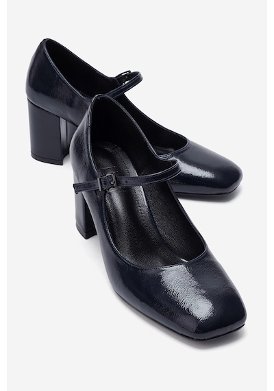Luvi Shoes Nıcho Lacivert Kırışık Rugan Kadın Topuklu Ayakkabı