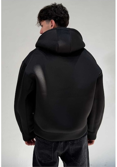 Zaee Oversize Scuba Zipp Hoodie Siyah