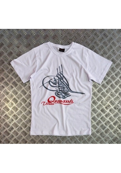 Stoned&Fame Unisex Beyaz Osmanlı Tuğrası Baskılı T-shirt Beyaz