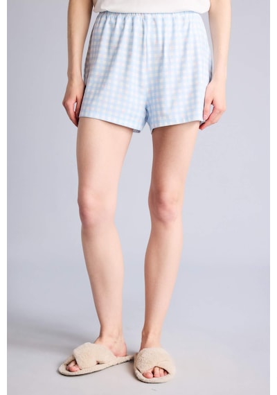 Defacto Regular Fıt Kısa Kollu 2li Softshell Şort Tişört Pijama Takım H7073ax26smbe745 Mavi-be745