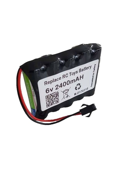 6v 2400mah Oyuncak Araba Bataryası Siyah Soketli.