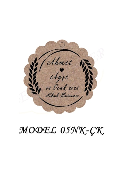 Beyazdüşlersokağı Şekilli Etiket (25 Ad)-Nişan,Nikah,Kına,Bebek Süsü-Anı-(Etk05Nk)