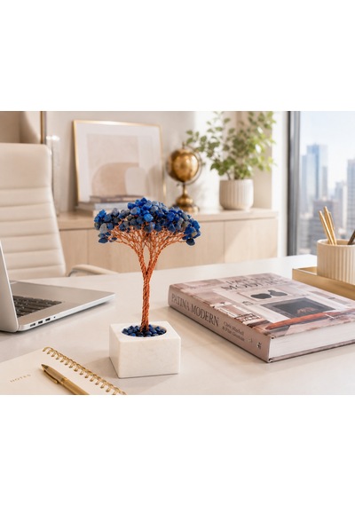 Bakgelal Doğal Lapis Lazuli Taşlı Yaşam Ağacı El Yapımı Dekoratif Masa Üstü Obje