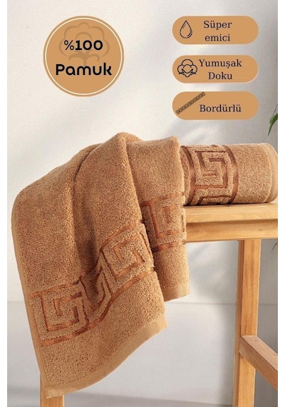 Pamuk Tekli Jakarlı Yumuşak Havlu Grek - 50 X 90 Kiremit
