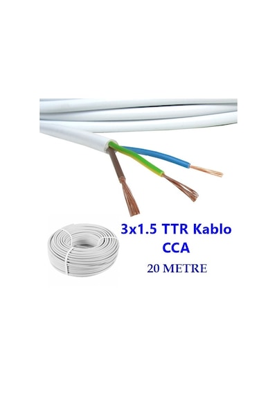 3x1.5 Cca Ttr Kablo Çok Telli 20 Metre Tam Kesit Kablo