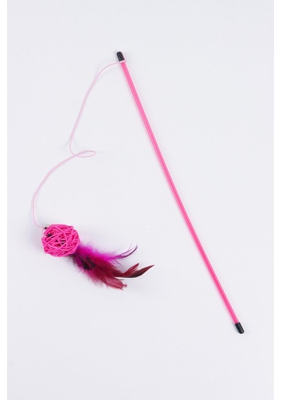 Pembe Toplu Tüylü Kedi Oyun Oltası 46 CM