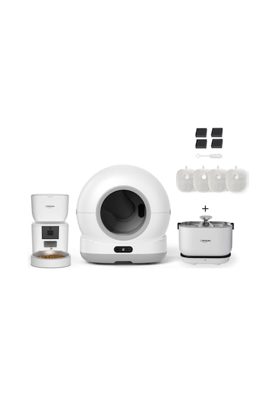Xenon Smart Akıllı Otomatik Kameralı Kedi Tuvaleti Paslanmaz Çelik Kaseli 4lt Mama Kabı Akıllı Bataryalı Su Pınarı Ve Filtre 4'lü Pet Seti