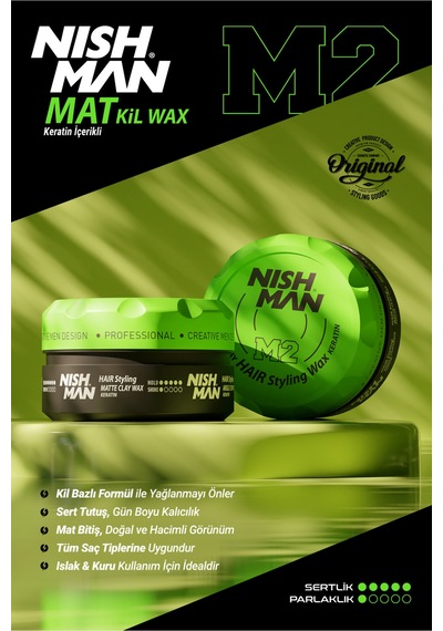 M2 Keratin Mat Görünümlü Kil Wax - 100 Ml