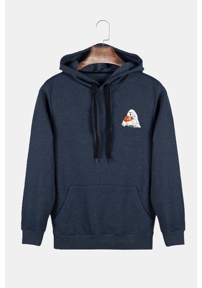 Unisex İndigo Kapüşonlu Cadılar Bayramı Minimal Baskılı Slim Fit Kanguru Cepli Sweatshirt Indigo Unisex İndigo Kapüşonlu Cadılar Bayramı Minimal Baskılı Slim Fit Kanguru Cepli Sweatshirt Indigo